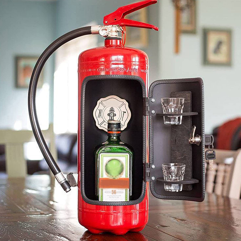 Fire Extinguisher Small - 消火器形状ワインボックスオーナメント、ミニバーワインキャビネット工芸品装飾、シャンパンノートブック収納ボックス、消防士ギフト