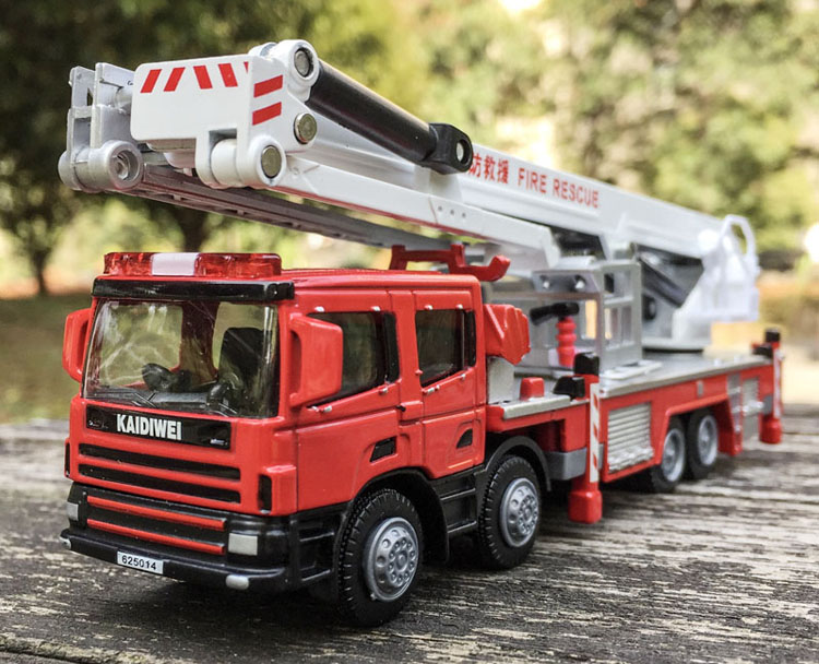 Fire Escape Ladder - 子供のための合金工学車両,1:50の高シミュレーション消防車,はしご,登山車,教育玩具,無料配達