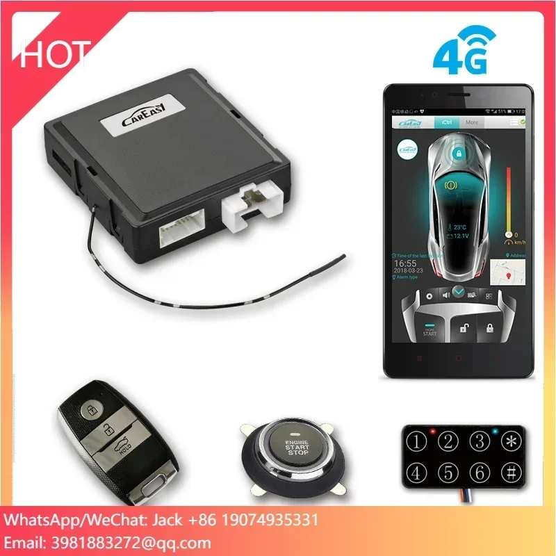 Door Stop Alarm - 4G GPS/GSM対応 車載アラーム PKEキーレス プッシュボタンスタート/ストップシステム（衝撃センサー/ドア/トランク/イグニッションによるアラーム起動）