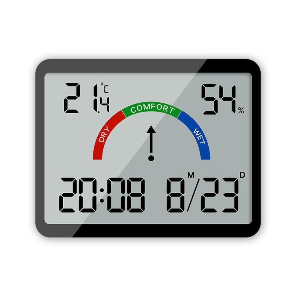 Pool Alarm Float - 磁気吊り下げ時計超薄型デジタルディスプレイ室内温度計湿度感知大型液晶画面デジタル目覚まし時計
