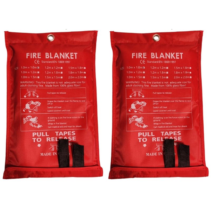 Fire Blanket Kitchen - プロモーションデー 2枚入り 緊急用防火毛布、防火毛布、キッチン、グリル、暖炉用消火毛布 (39.4インチ X 39.4インチ)