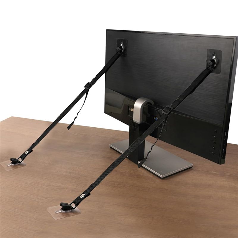 Earthquake Anchor Strap - T23C ドリル不要接着剤付きテレビ安全ストラップ 4 個調整可能な転倒防止家具アンカー地震ストラップフラットスクリーンを壁に固定