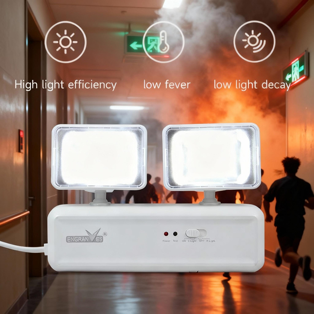 Power Outage Light - 非常口ライト LED 非常灯 デュアルヘッド バッテリーバックアップ 消防灯