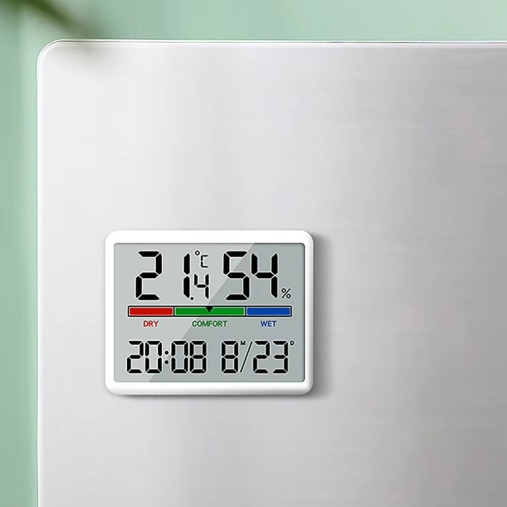 Pool Alarm Float - 磁気吊り下げ時計超薄型大型液晶画面室内温度計デジタル表示湿度感知デジタル目覚まし時計
