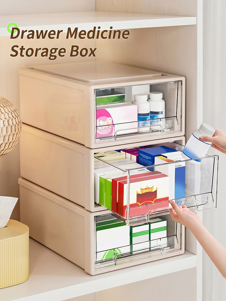 Medicine Cabinet Lock - 大容量の薬オーガナイザーボックス、ポータブル救急保管ケース、家庭旅行用の防塵安全ロック