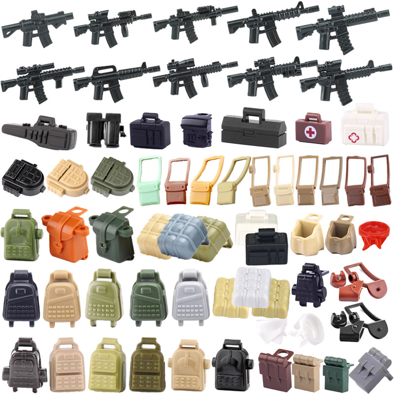 Medicine Cabinet Lock - 軍用武器アクセサリー,ビルディングブロック,兵士,レーザー,アサルトガン,バックパック,医療キット,戦術的なライフルボックス,レンガのおもちゃ