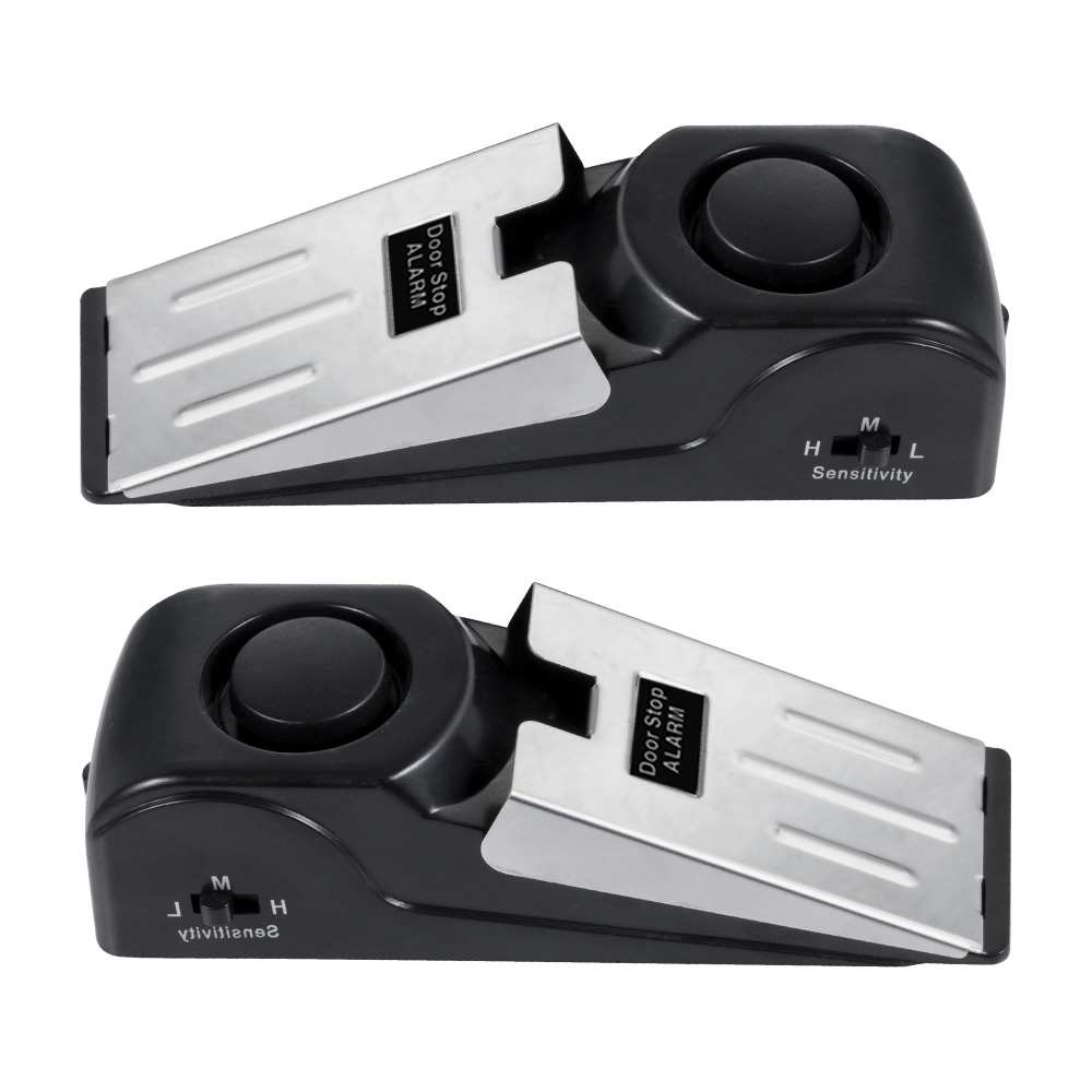 Door Stop Alarm - 2 個ドアストップ警報ホームホテル 120dB 大声ドアストッパーセキュリティ警報 3 レベル感度ドアウェッジ警報盗難防止