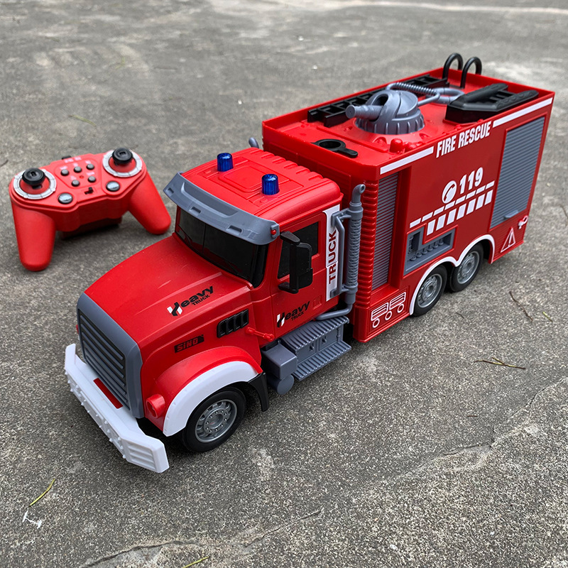 Fire Escape Ladder - 2.4G RC消防車、サウンド＆ライト付き、はしご、散水機能搭載、リモコン操作、子供向けおもちゃ、クリスマス、新年の贈り物