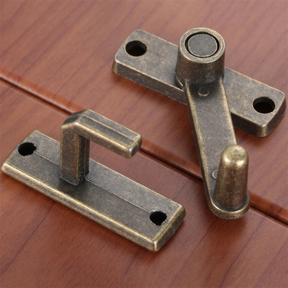 Security Chain Door - 1 セットブロンズスライディングウィンドウドアロックハンドル金属ドアラッチガードラッチボルトネジ付きホーム安全チェーンドアホームハードウェア