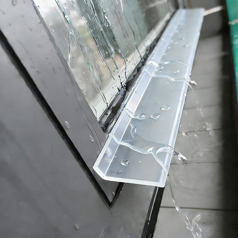 Window Lock Bar - 1-5M ウィンドウ透明水遮断バー スライディングウィンドウ防水バー 雨よけ水逆流防止シールストリップ 水流転換プレート