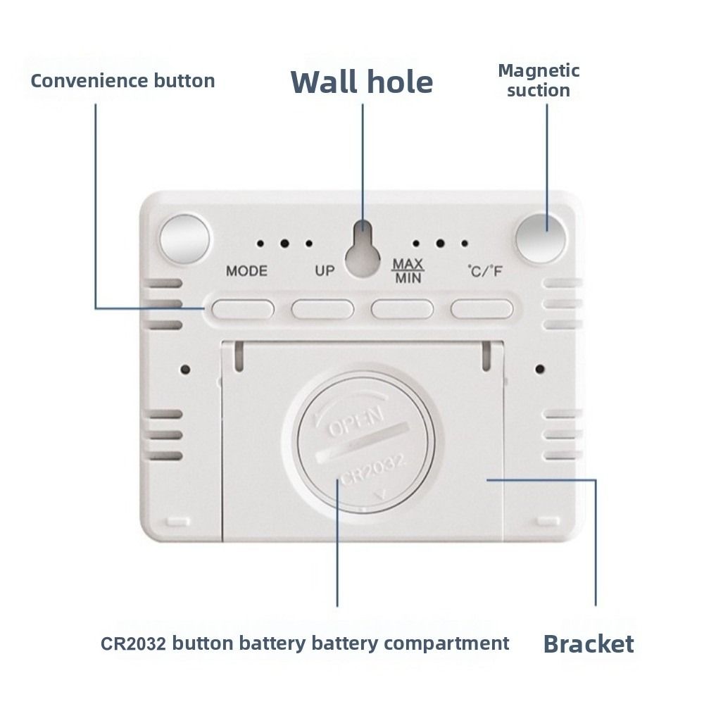 Pool Alarm Float - 磁気吊り下げ時計大型液晶画面デジタルディスプレイ室内温度計湿度感知超薄型デジタル目覚まし時計