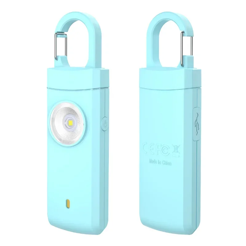 Personal Alarm Keychain - 自己防衛 LED 懐中電灯 USB 充電式キーホルダーライト 安全警報付き