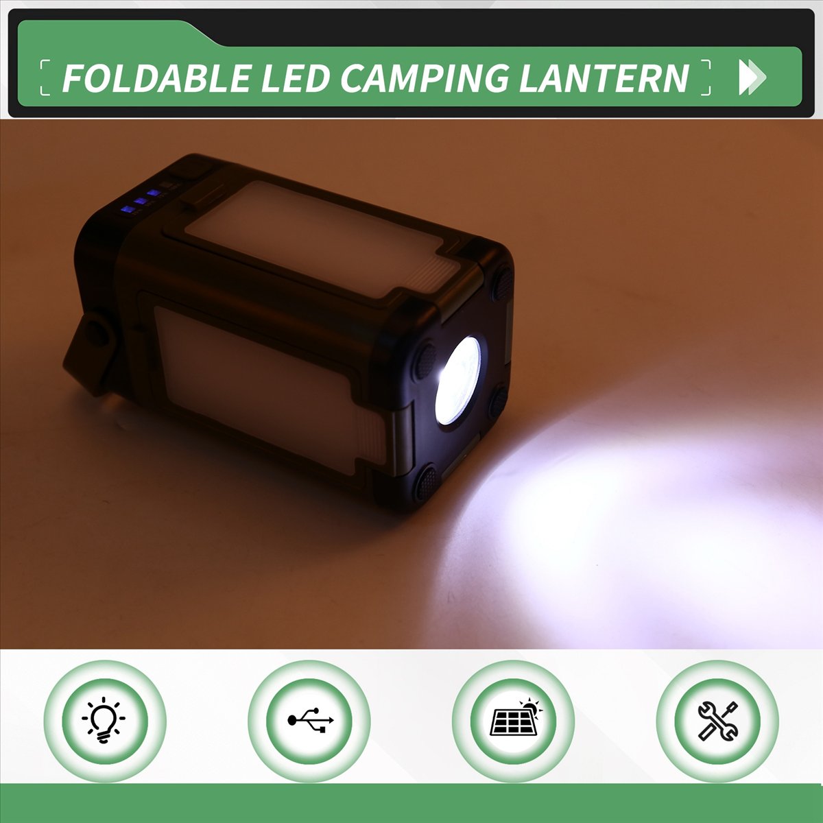 Power Outage Light - X08A 折りたたみ式 LED キャンプランタン ソーラー充電 多機能ポータブルテントライト