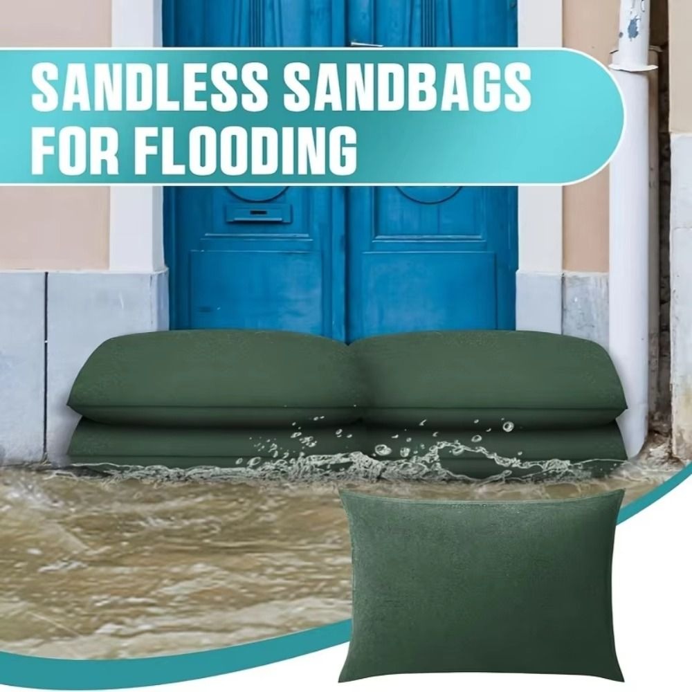 Flood Barrier Bag - 1 個再利用可能な吸水性土嚢キャンバスグリーン洪水バリアバッグ 25 × 50 センチメートル