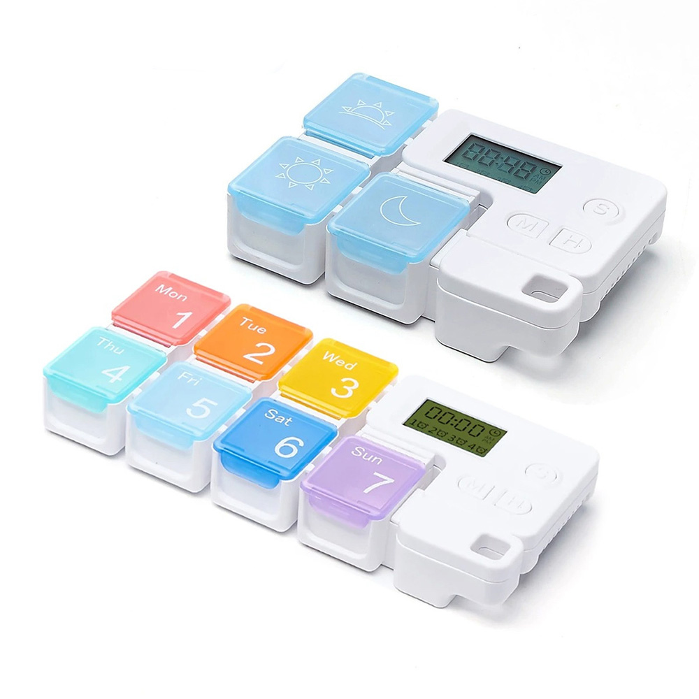 Medicine Cabinet Lock - 薬保管アラームボックス 毎日/毎週用ピルケース 電子薬タイマー付きアラームボックス リマインダー スマートピルケース スプリッター