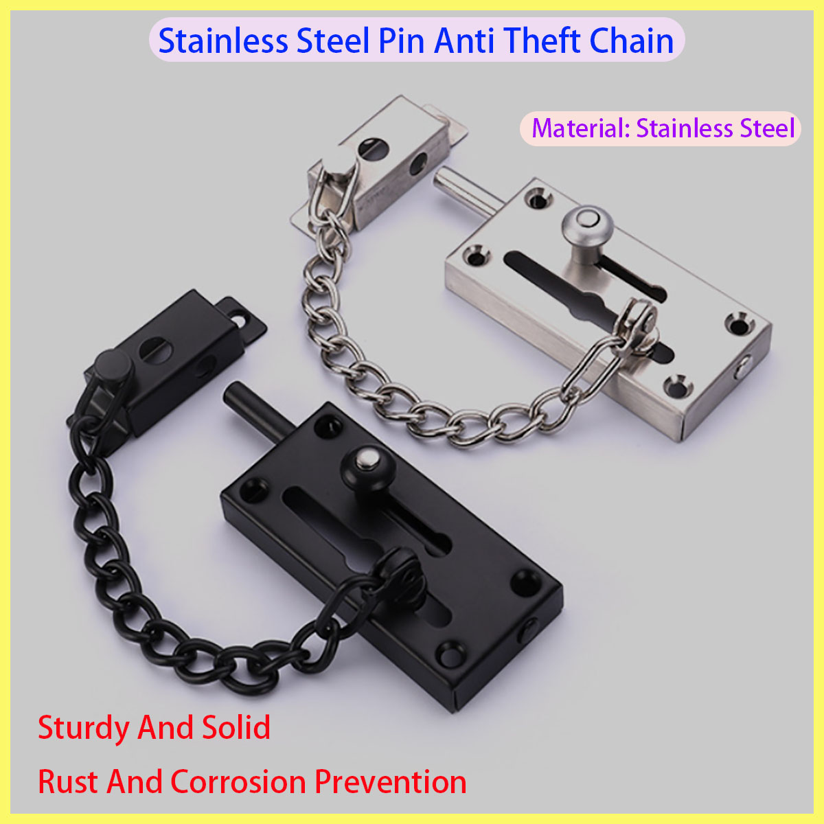 Security Chain Door - 安全性と耐久性を備えた新しい厚みのあるステンレス鋼のドアロック ハードウェア盗難防止チェーン