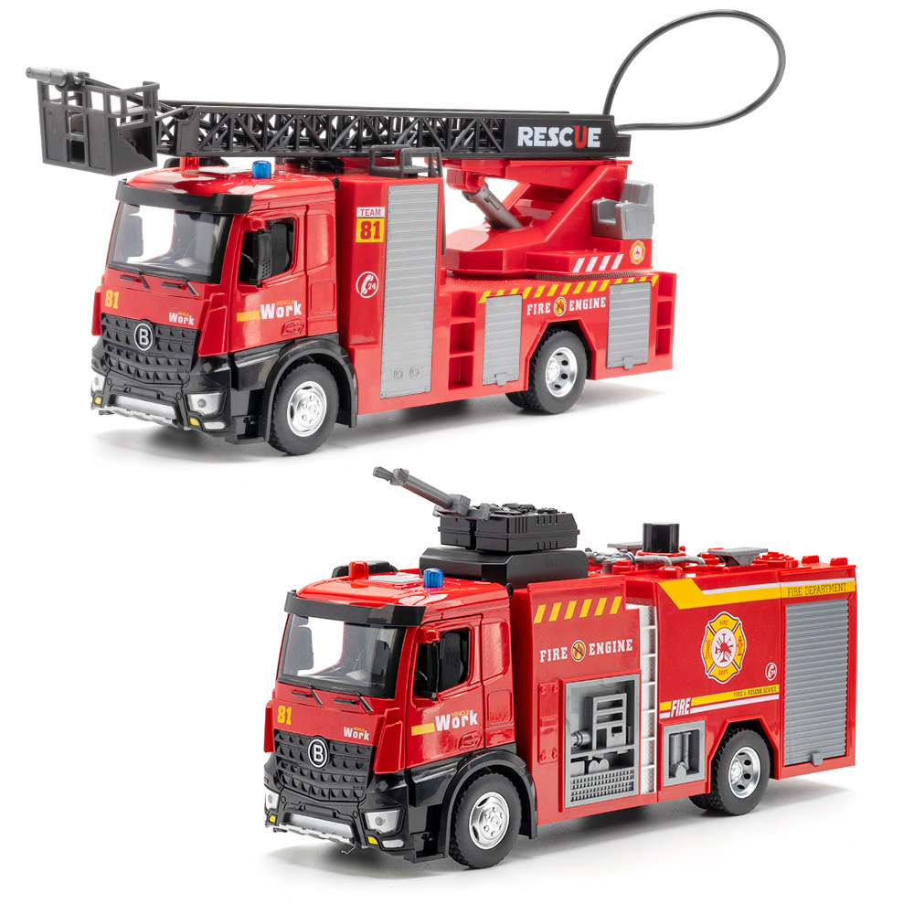 Fire Escape Ladder - 1:18 クラウドラダートラック スプリンクラー 合金ダイキャストおもちゃの車のモデル 4ドアオープン エンジニアリング車両