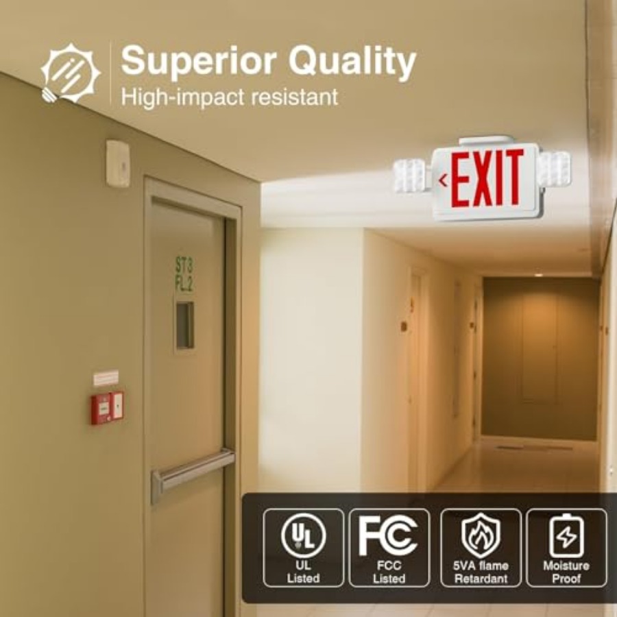 非常灯付きLED非常口標識、バッテリーバックアップ付き調整可 - Emergency Exit Sign のレビューと価格