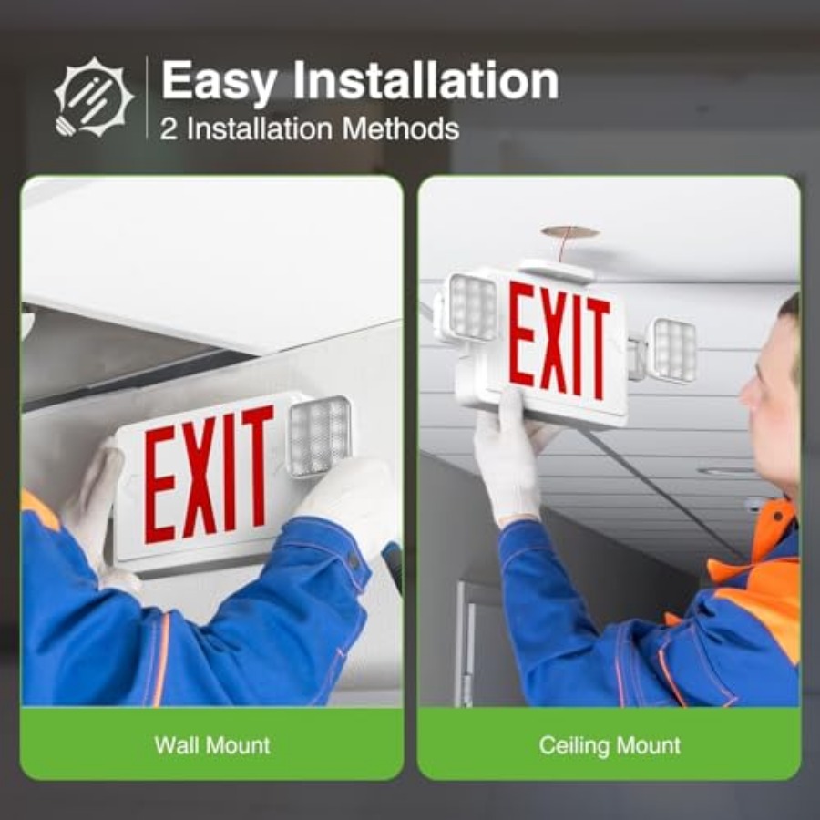 非常灯付きLED非常口標識、バッテリーバックアップ付き調整可 - Emergency Exit Sign のレビューと価格