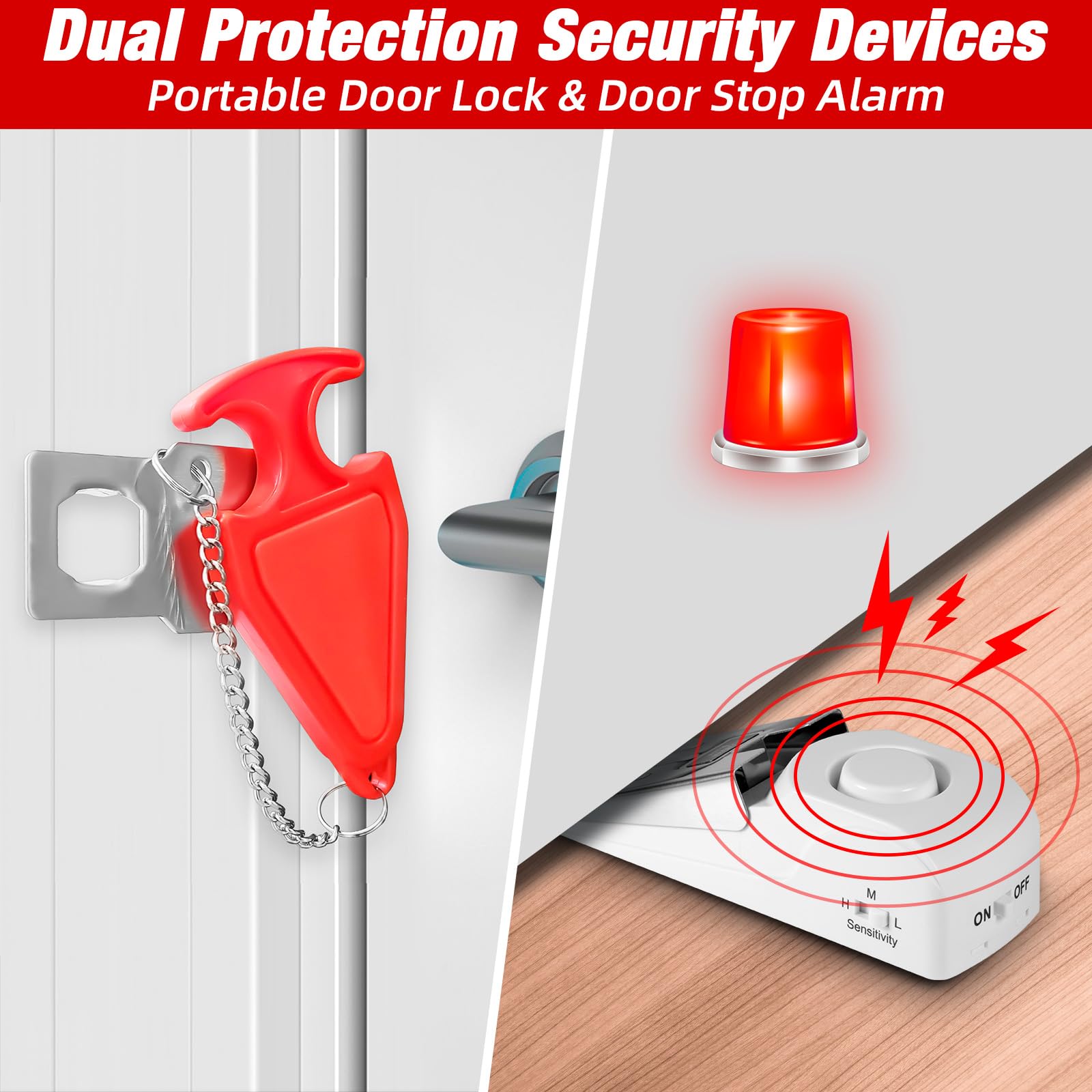 ポータブルドアストップアラーム旅行ホテルドアロック設置不要ホ - Door Stop Alarm のレビューと価格