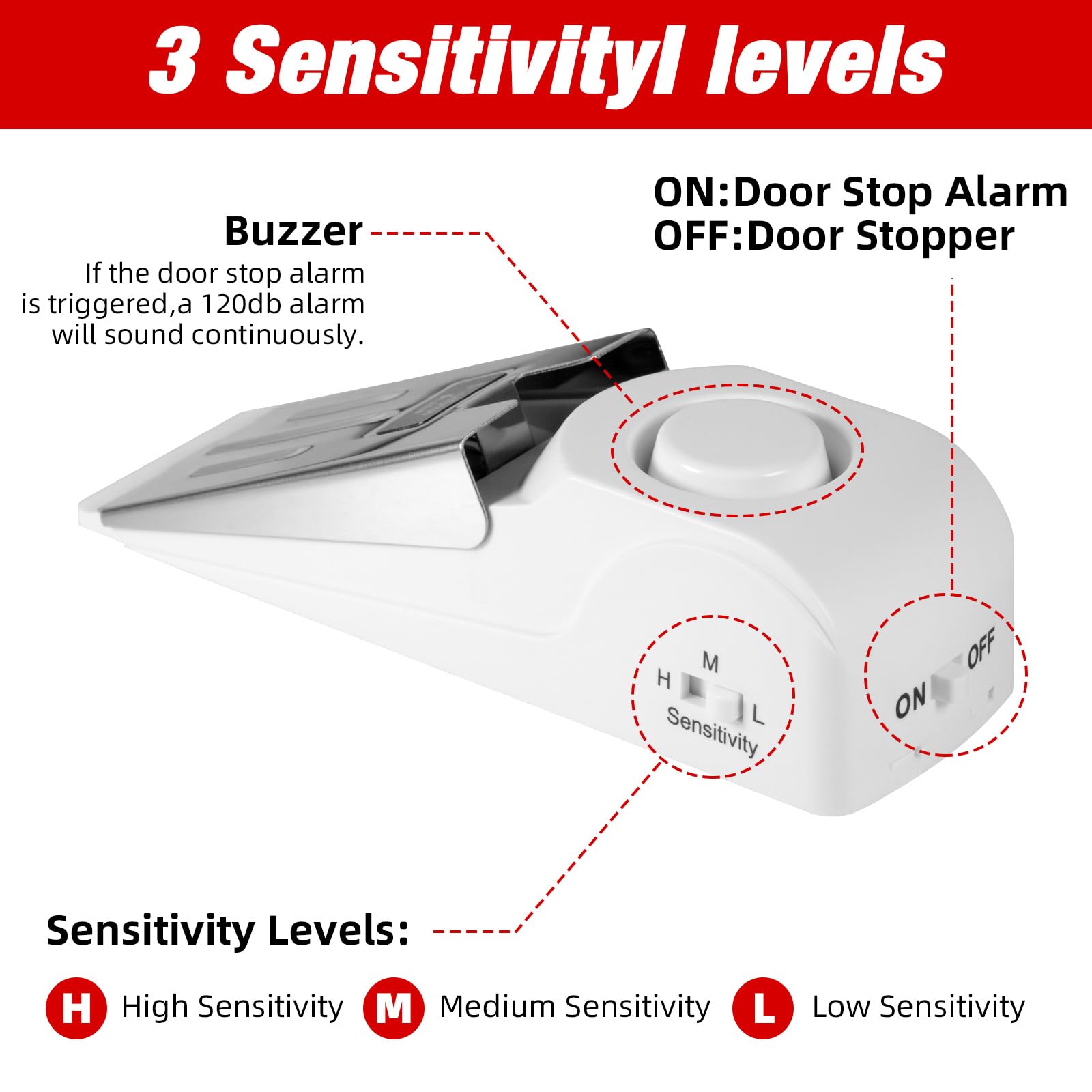 ポータブルドアストップアラーム旅行ホテルドアロック設置不要ホ - Door Stop Alarm のレビューと価格