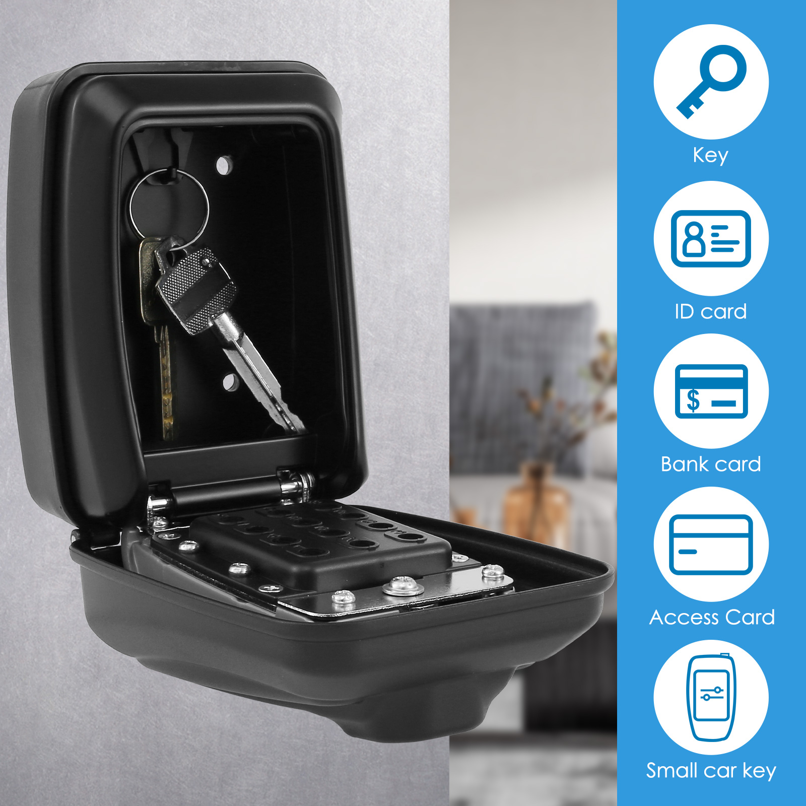 キーロックボックス 壁掛け秘密コード セキュリティキー金庫  - Lockbox Key Secure のレビューと価格