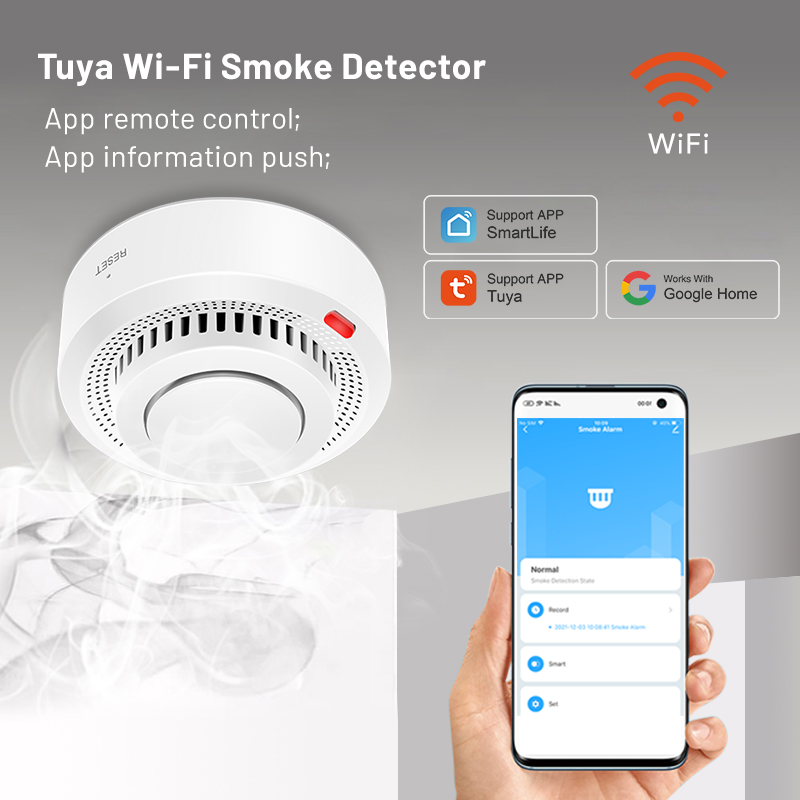 Tuya スマート WiFi 煙センサー防火煙探知機 85d - Smoke Detector Interconnected のレビューと価格