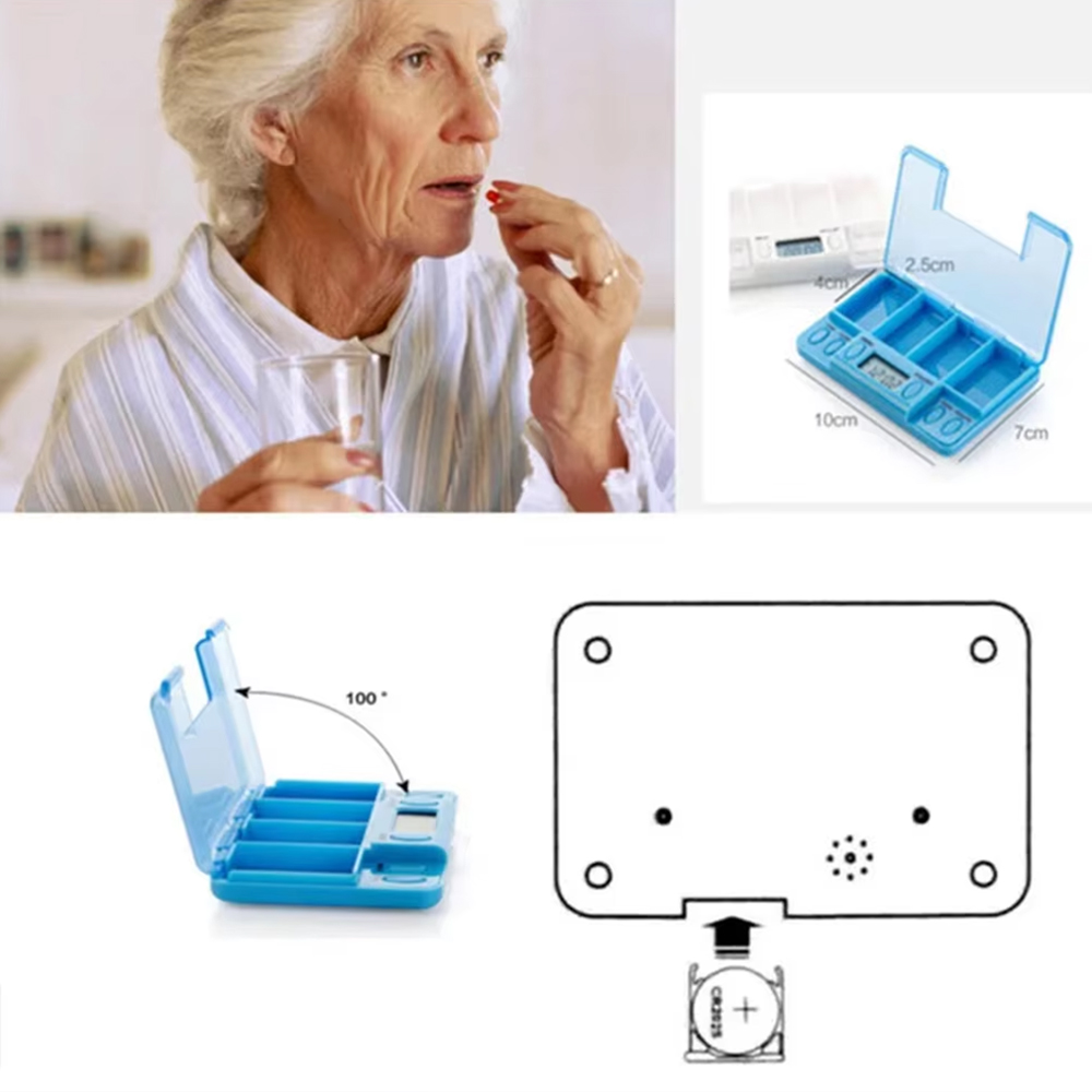 4グリッドインテリジェントリマインダーピルボックス電子タイミ - Medicine Cabinet Lock のレビューと価格