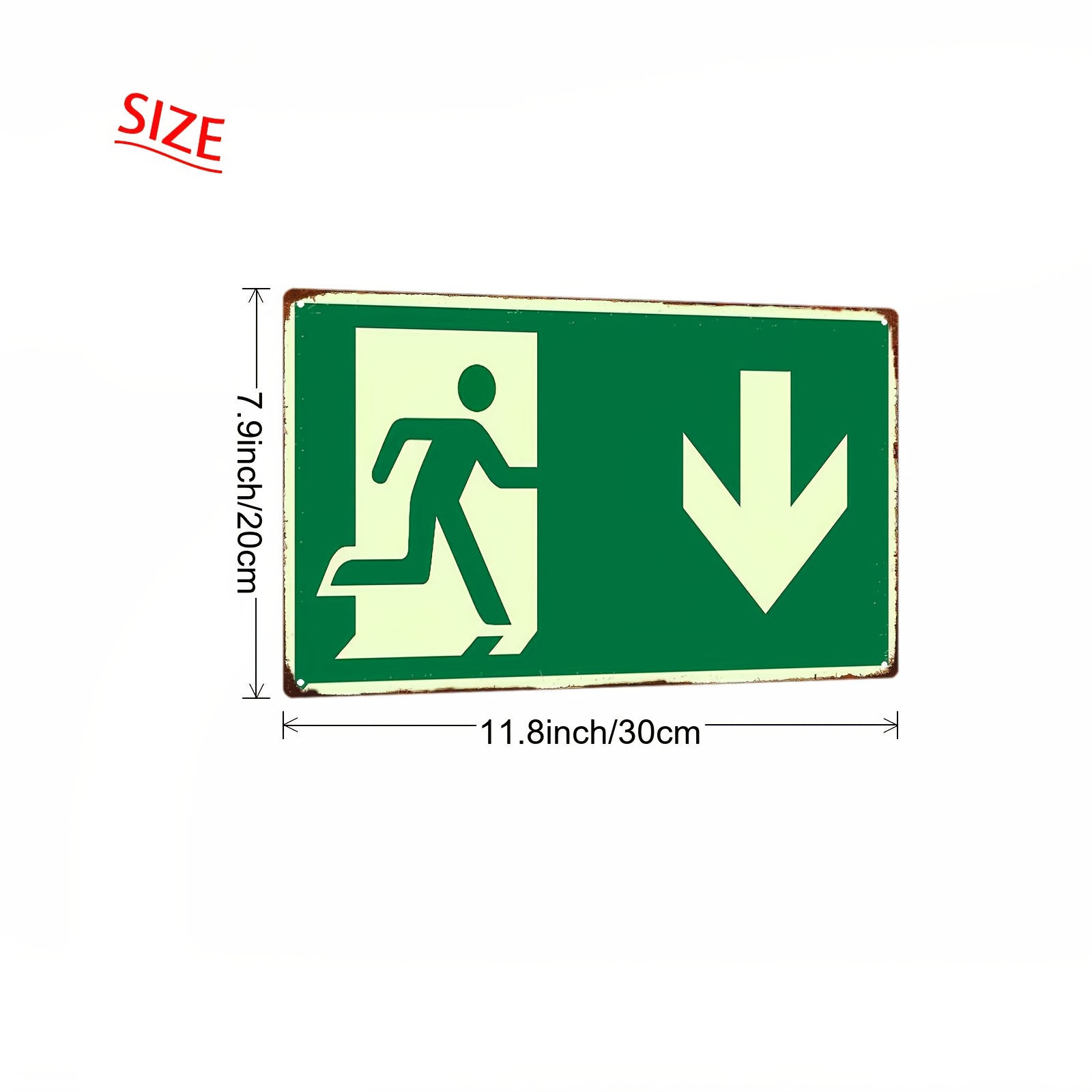 2D ヴィンテージメタルアイアンサイン |   緑色の非常口 - Emergency Exit Sign のレビューと価格