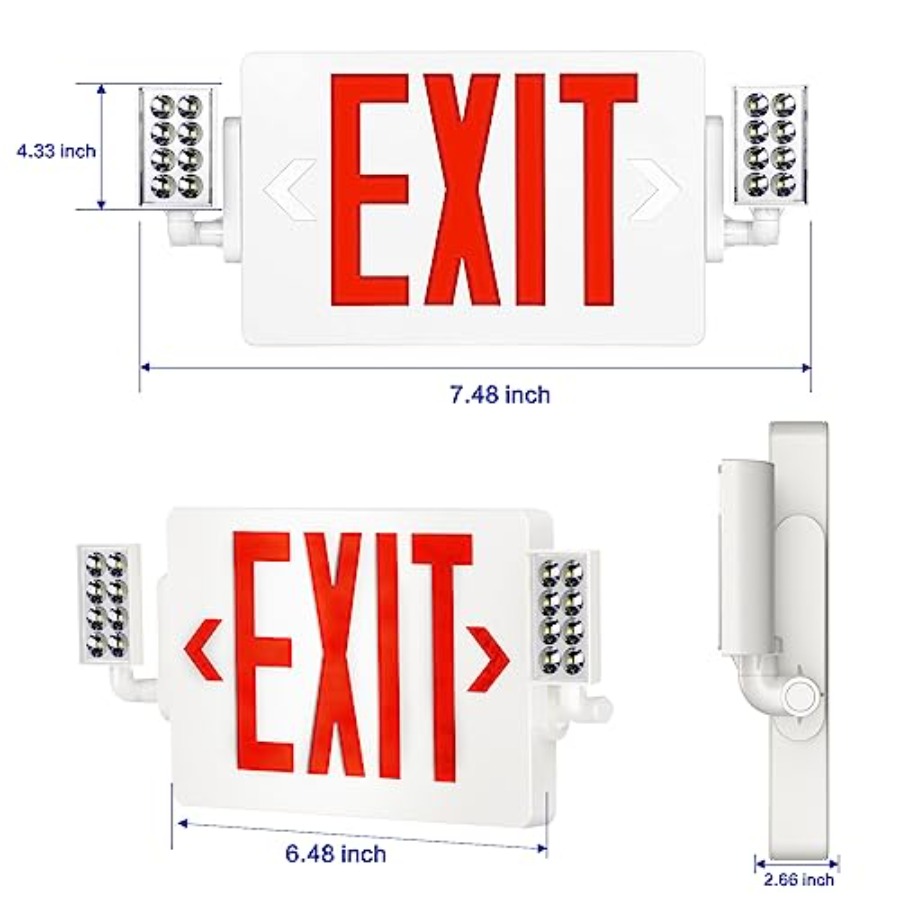 スペクトサン 1パック非常灯付き出口標識、2つのLED調整可 - Emergency Exit Sign のレビューと価格