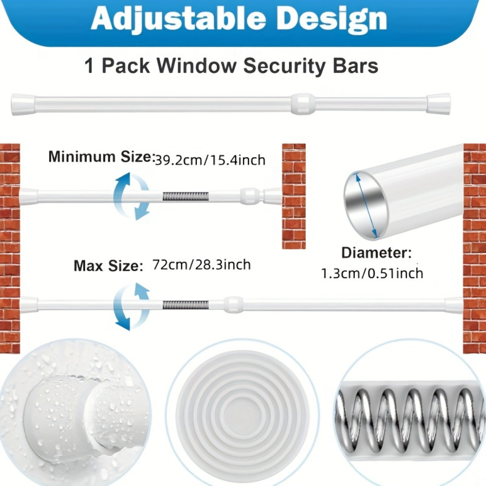 調節可能な金属製窓＆ドア安全バー – ゴム製の先端が付いた安 - Window Lock Bar のレビューと価格