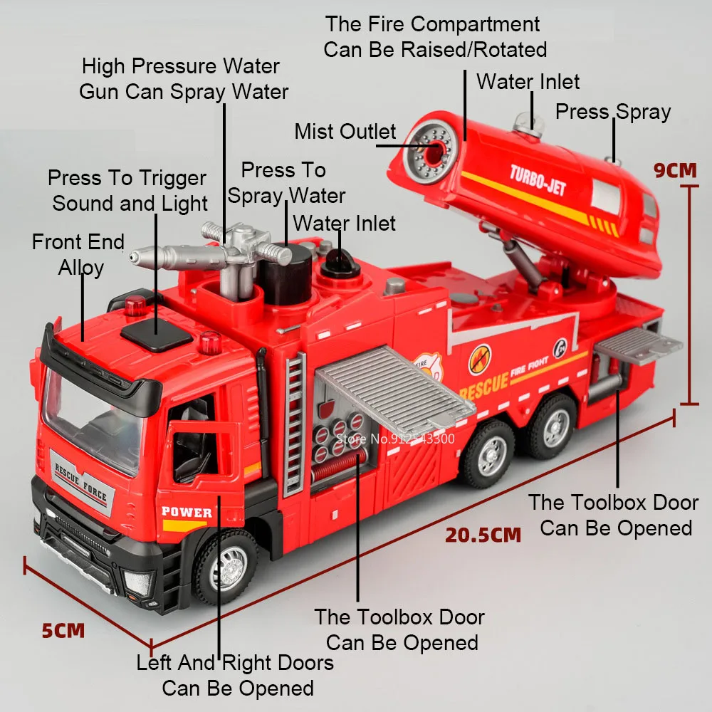 1:32 スケール水スプレー消防車モデルはしごトラックおもち - Fire Escape Ladder のレビューと価格