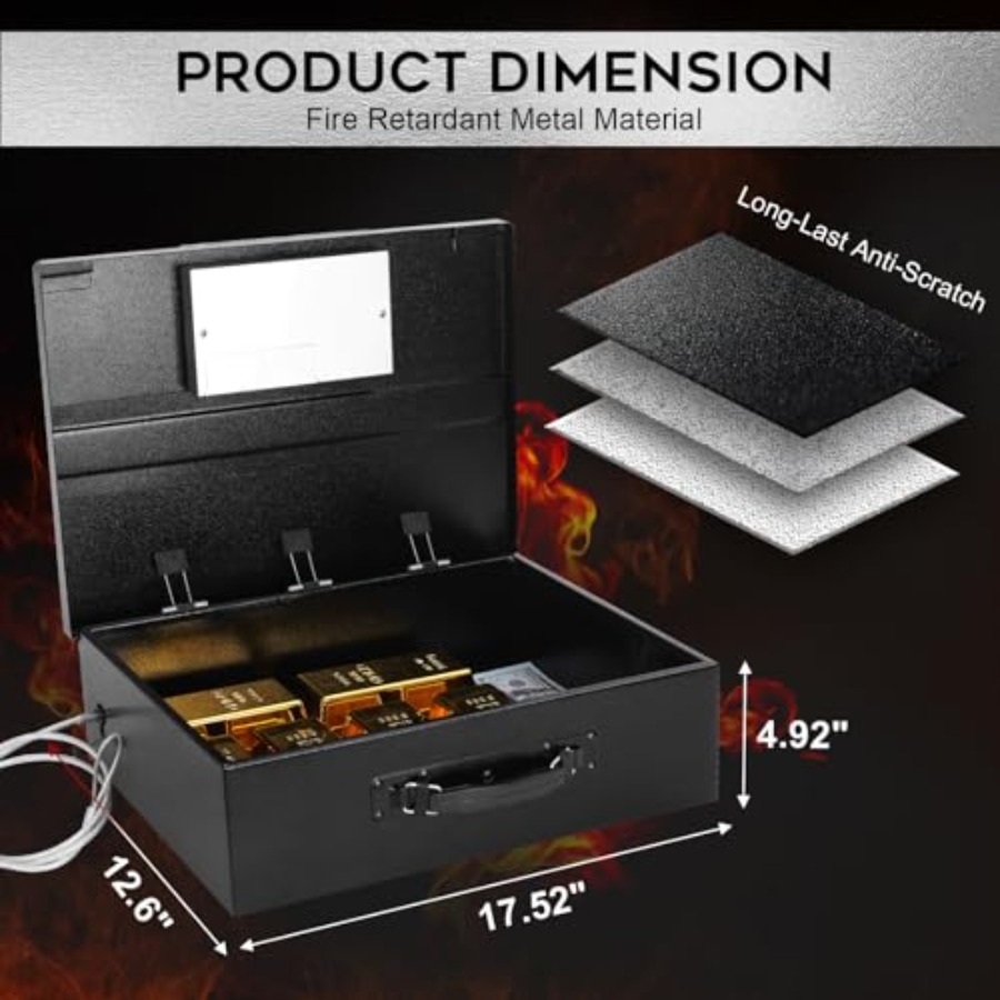 デジタルコードロック付きポータブル金属製金庫、耐火文書保管庫 - Fire Safe Document のレビューと価格