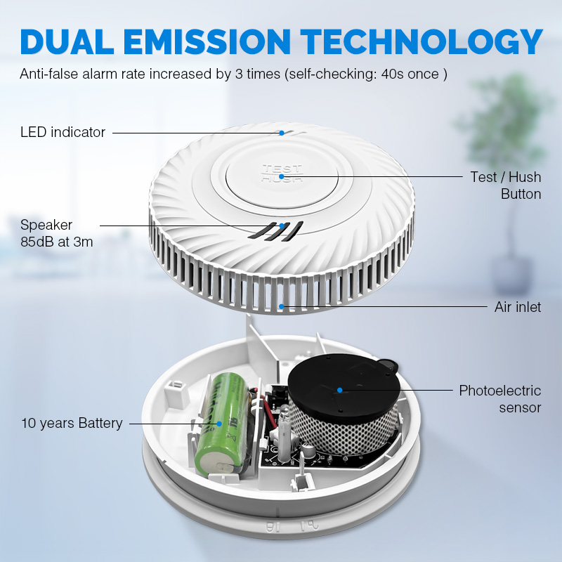 10年間バッテリー駆動のホテル用スマートワイヤレスTuya  - Smoke Detector Interconnected のレビューと価格