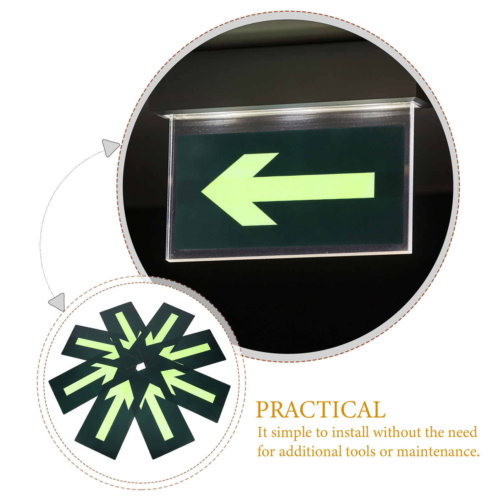 8枚入り夜間視覚方向指示ステッカー暗闇で光る防水自己粘着安全 - Emergency Exit Sign のレビューと価格