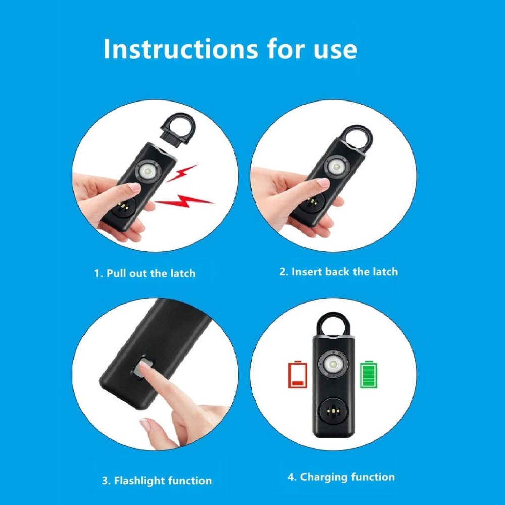 130 高 DB セーフサウンドパーソナルアラーム LED  - Personal Alarm Keychain のレビューと価格