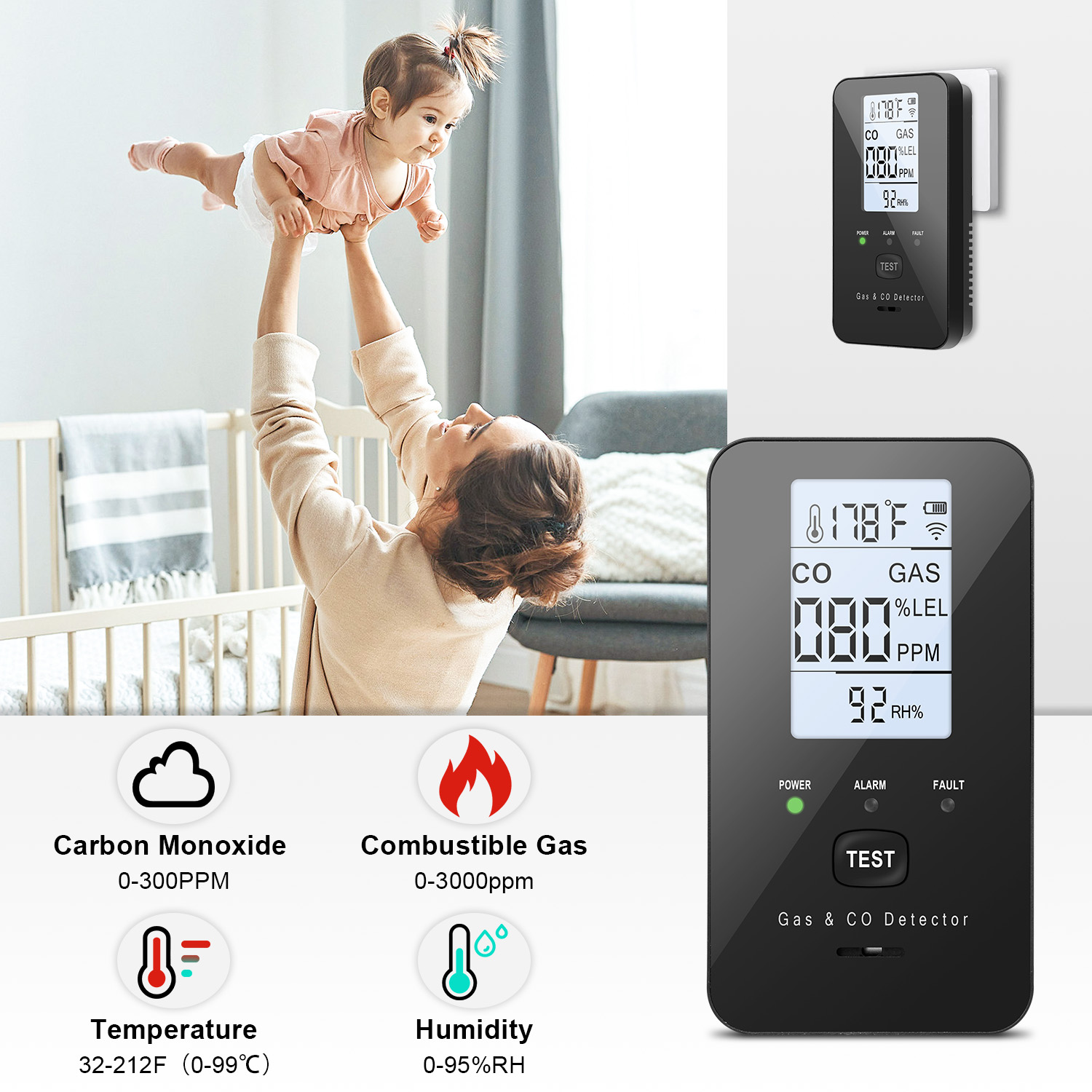 天然ガスと一酸化炭素検知器、プラグイン式一酸化炭素警報器、プ - Co Detector Plug のレビューと価格