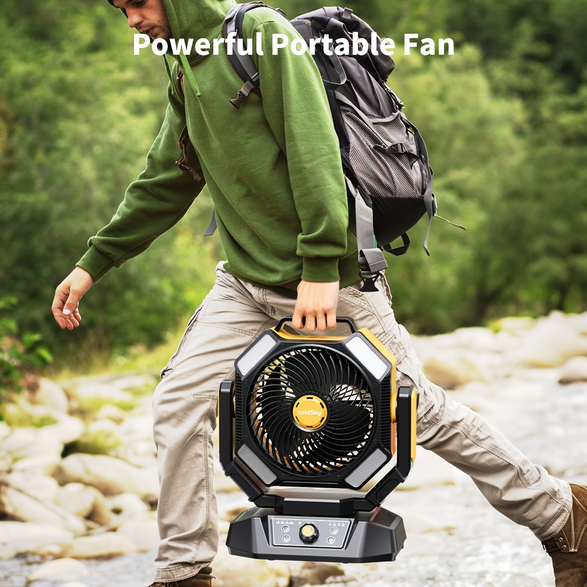 coldSky キャンプファン、バッテリー駆動ファン（4つの - Power Outage Light のレビューと価格