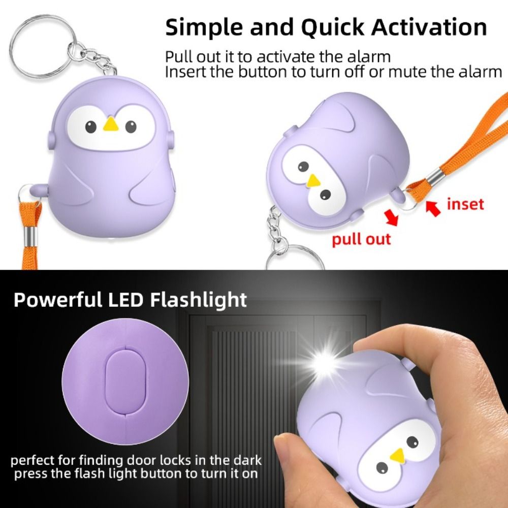 新しい 130dB 個人用自己防衛アラーム ペンギン型ミニ安 - Personal Alarm Keychain のレビューと価格