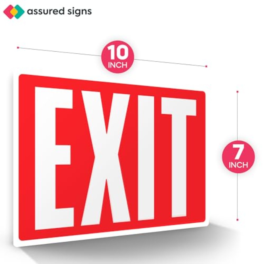 出口標識ステッカー、暗闇で光る、10インチ x 7インチ、4 - Emergency Exit Sign のレビューと価格