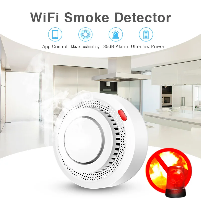 2パックTuyaスマートWiFi煙感知器、リアルタイムAPP - Smoke Detector Interconnected のレビューと価格