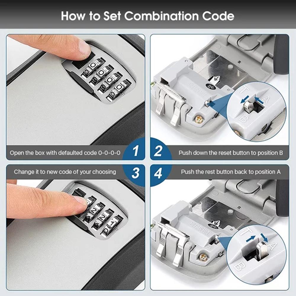 壁掛けキー収納ボックスポータブルキーロックボックス4桁コンビ - Lockbox Key Secure のレビューと価格