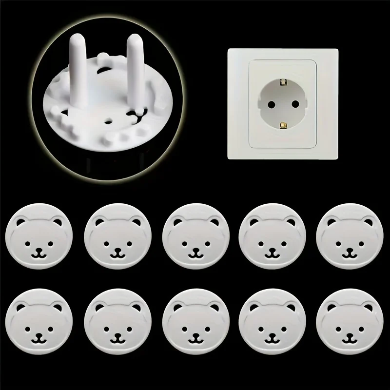 10 個クマ EU 電源ソケットコンセントベビーキッズチャイ - Outlet Cover Baby のレビューと価格