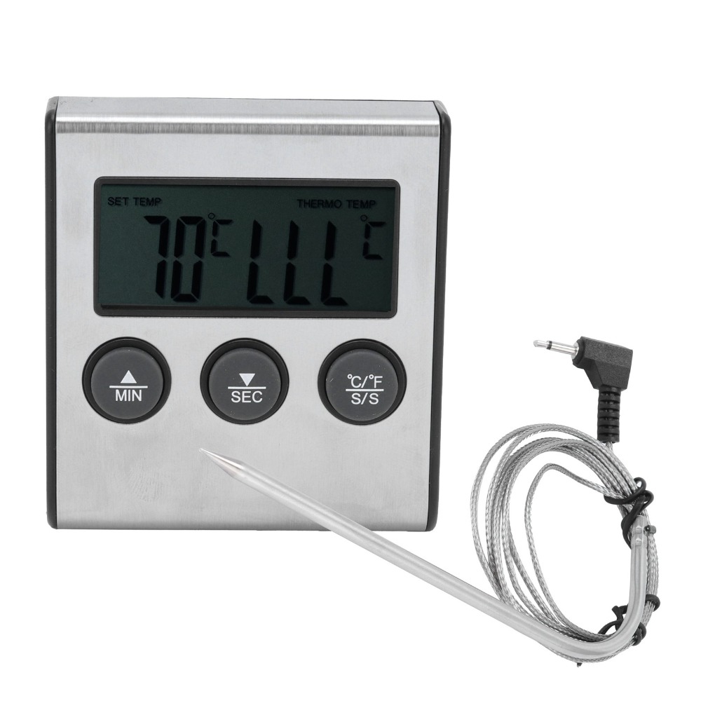シルバーデジタルBBQ肉用温度計 大型LCDディスプレイ タ - Pool Alarm Float のレビューと価格