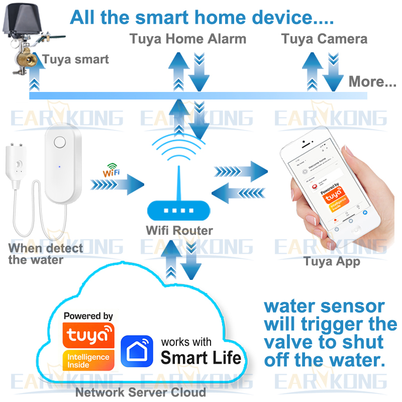 Tuya WiFi スマート水漏れセンサー液体漏れ警報オーバ - Water Alarm Sensor のレビューと価格