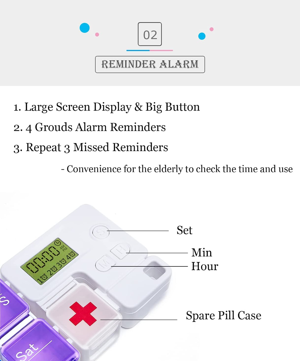 7日間のピルオーガナイザー 薬リマインダーアラーム付き ウィ - Medicine Cabinet Lock のレビューと価格